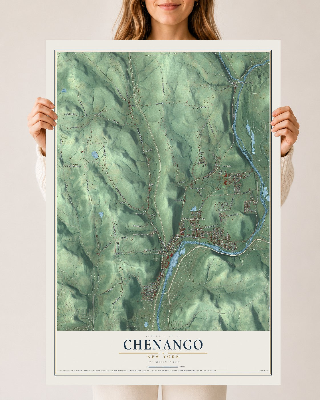 Chenango, New York map print, 24" x 36" Archival Matte Print mockup