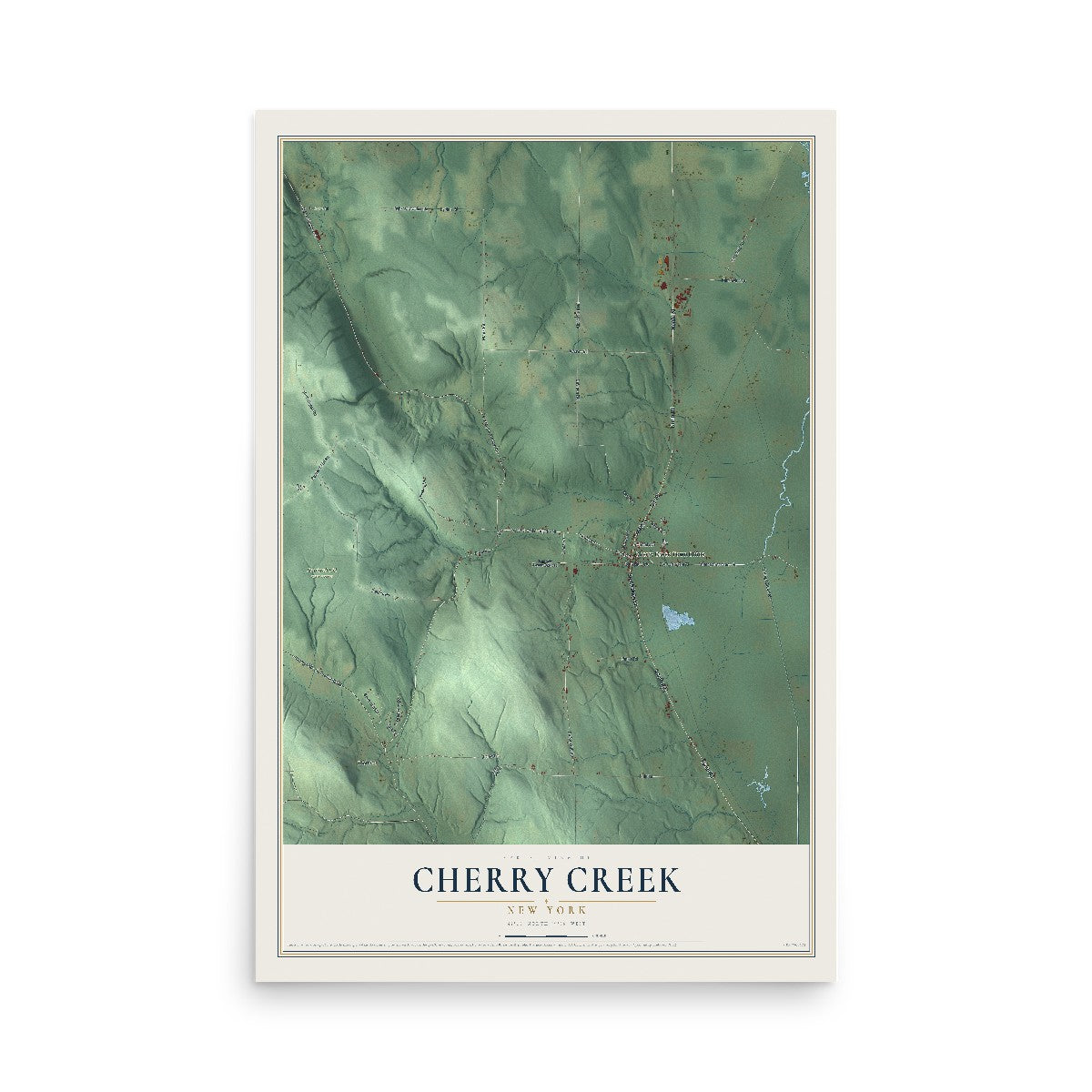 Cherry Creek, New York map print, 12" x 18" Archival Matte Print mockup