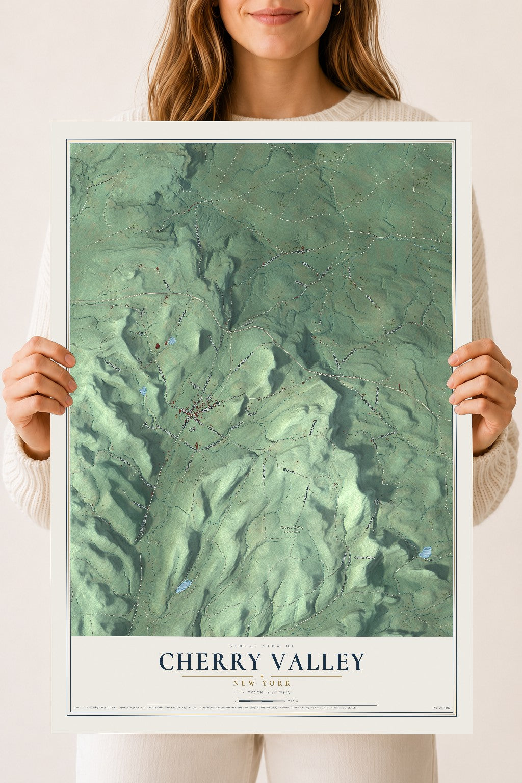 Cherry Valley, New York map print, 18" x 24" Archival Matte Print mockup