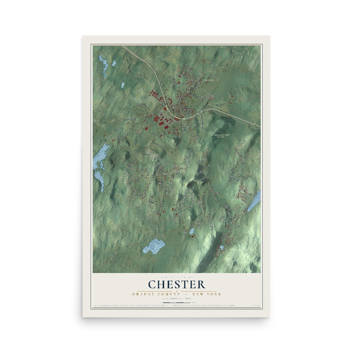 Map of Chester, Orange County, New York, 12 x 18 inch unframed archival matte print