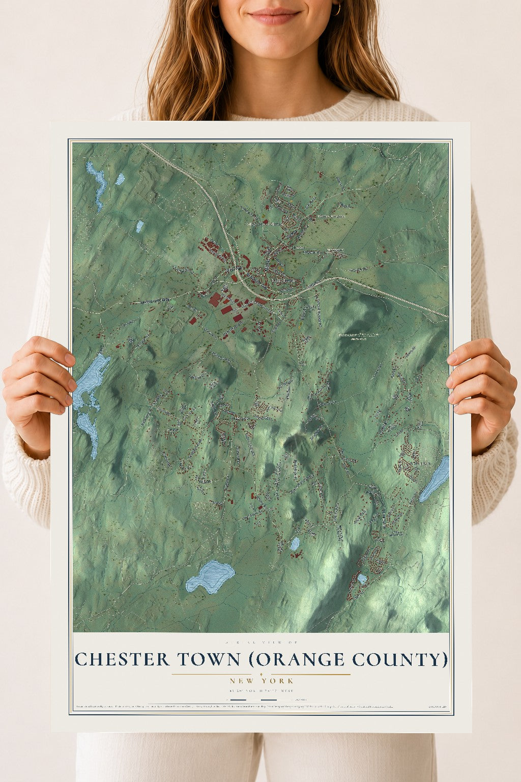 Chester Town (Orange County), New York map print, 18" x 24" Archival Matte Print mockup