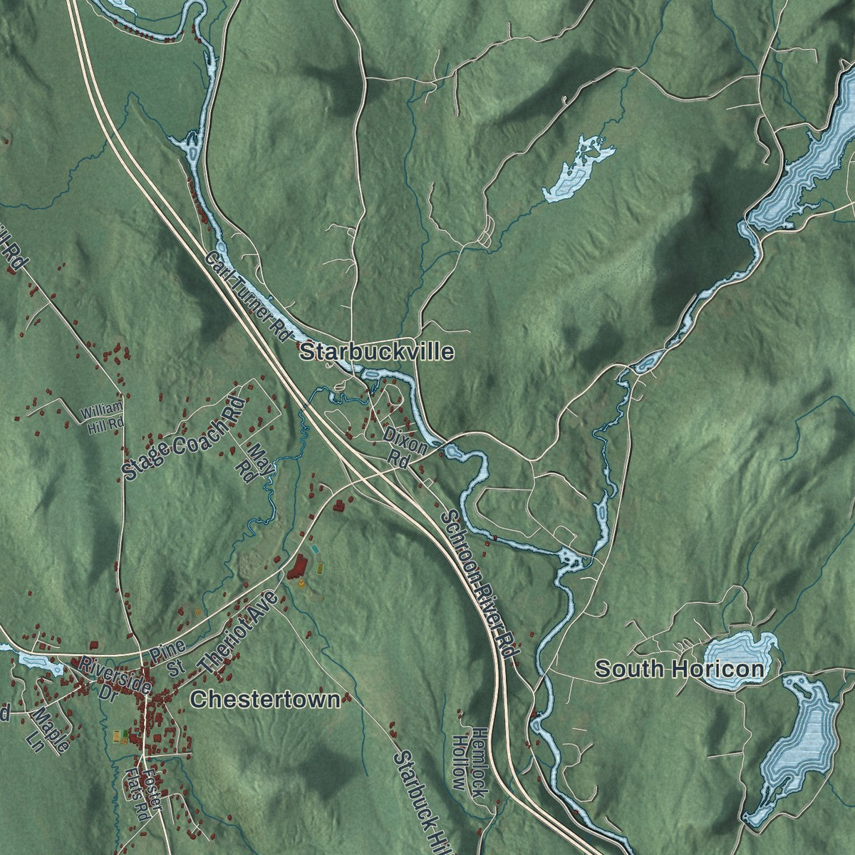 Close-up 1 of the Chester Town (Warren County), New York map artwork