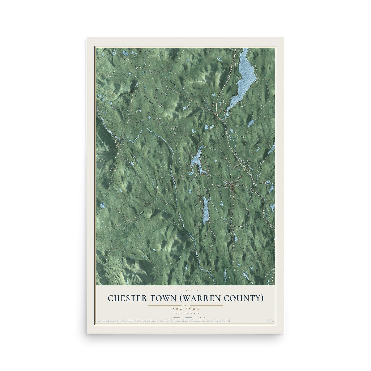 Chester Town (Warren County), New York map print, 12" x 18" Archival Matte Print mockup