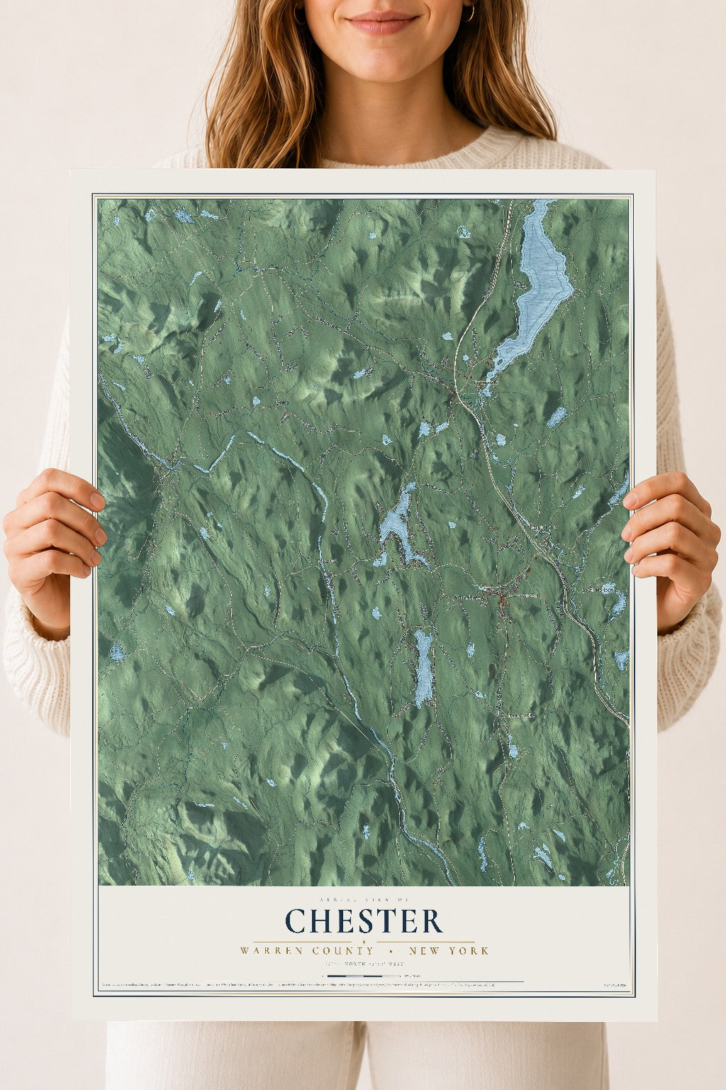 Map of Chester, Warren County, New York, 18 x 24 inch unframed archival matte print