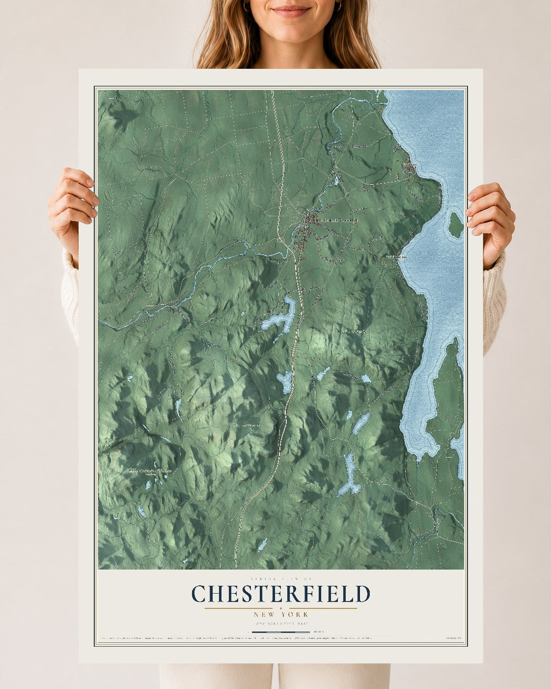 Chesterfield, New York map print, 24" x 36" Archival Matte Print mockup