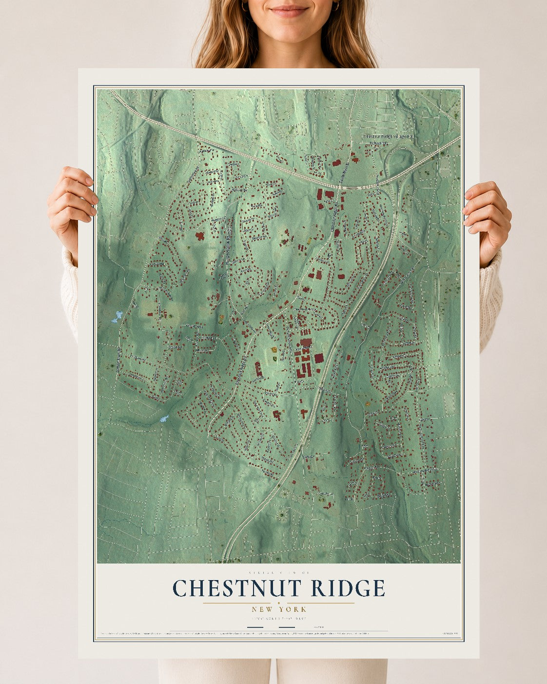 Chestnut Ridge, New York map print, 24" x 36" Archival Matte Print mockup
