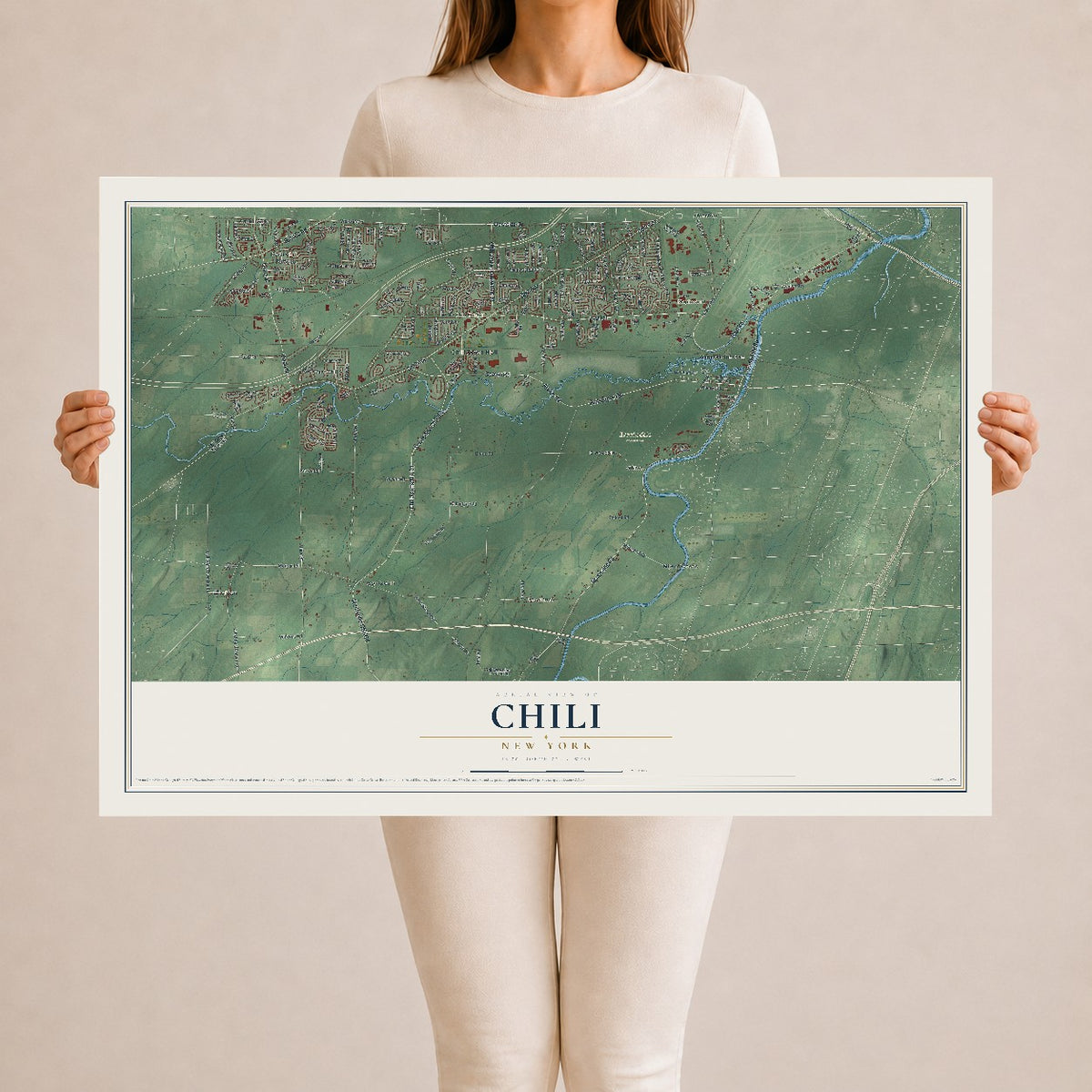 Chili, New York map print, 24" x 36" Archival Matte Print mockup