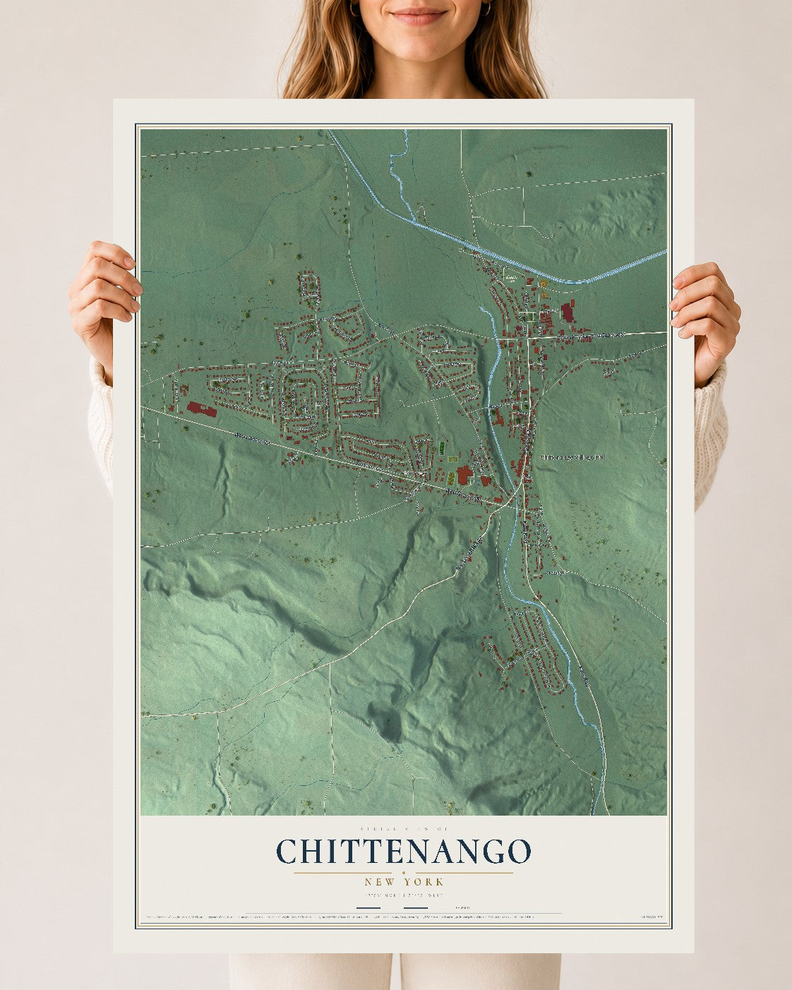 Chittenango, New York map print, 24" x 36" Archival Matte Print mockup