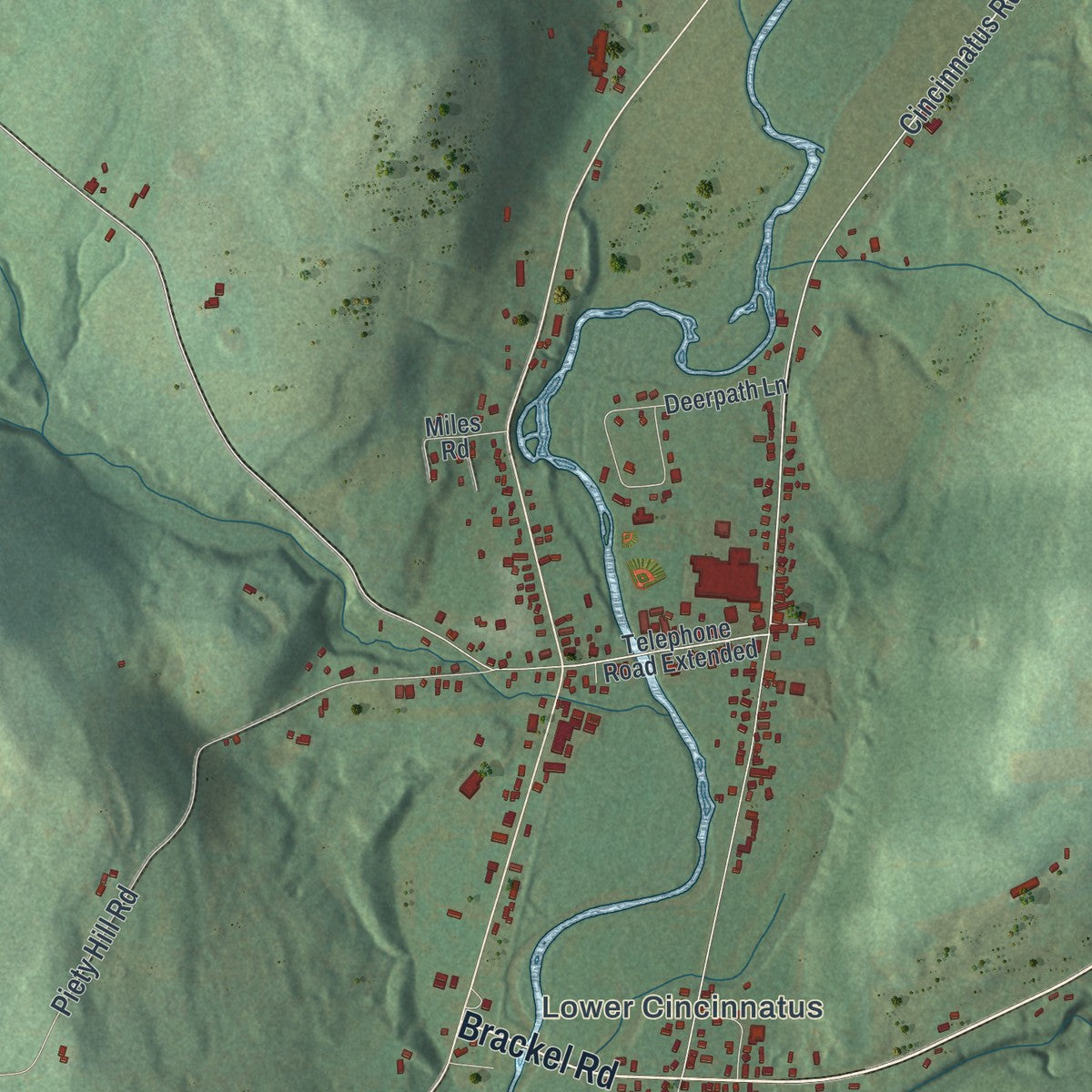 Close-up 2 of the Cincinnatus, New York map artwork