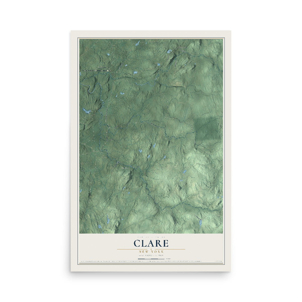 Clare, New York map print, 12" x 18" Archival Matte Print mockup