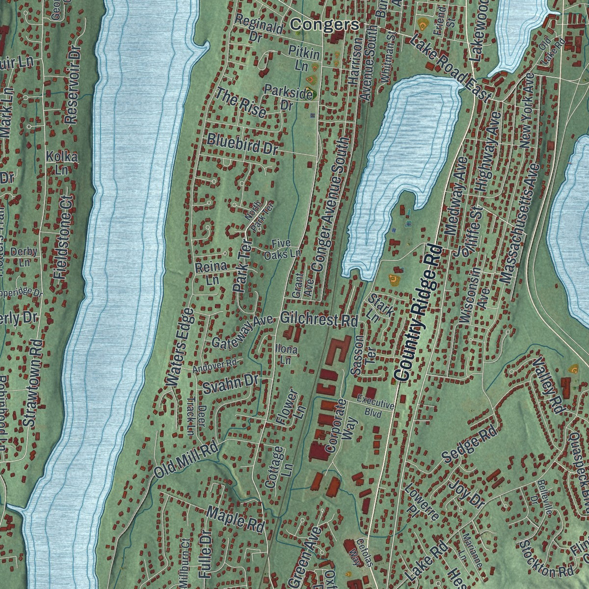 Close-up 2 of the Clarkstown, New York map artwork