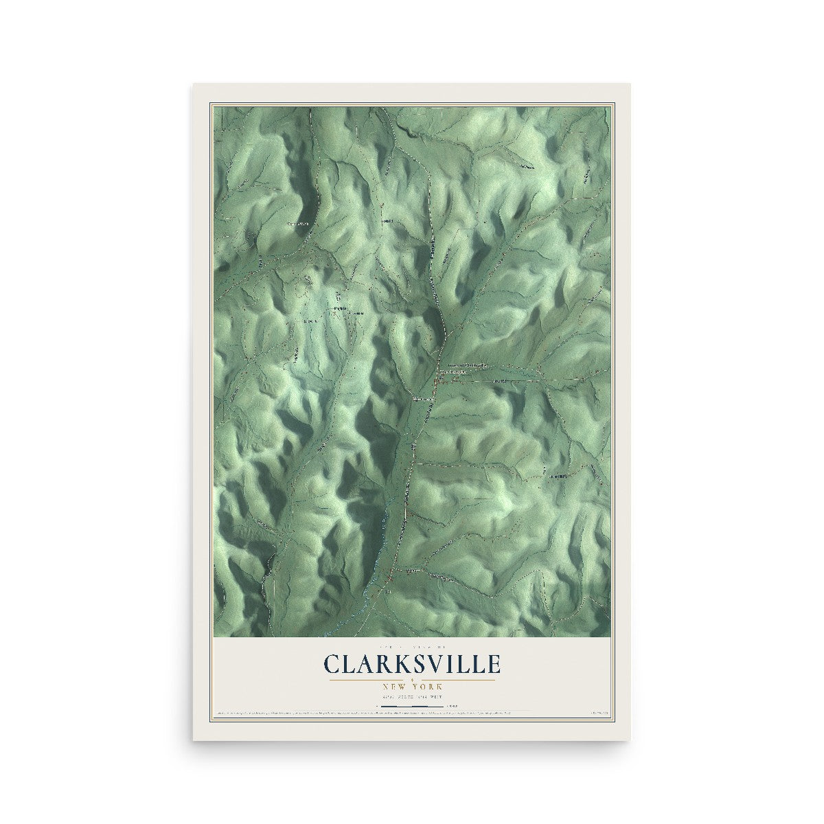 Clarksville, New York map print, 12" x 18" Archival Matte Print mockup