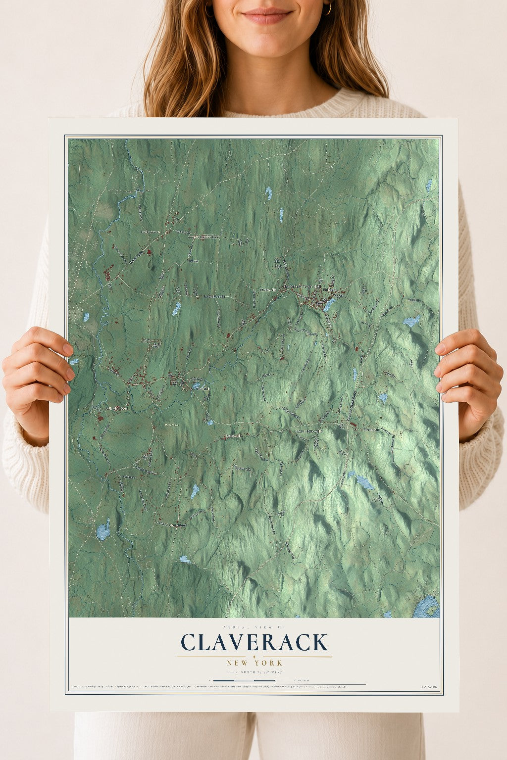 Claverack, New York map print, 18" x 24" Archival Matte Print mockup