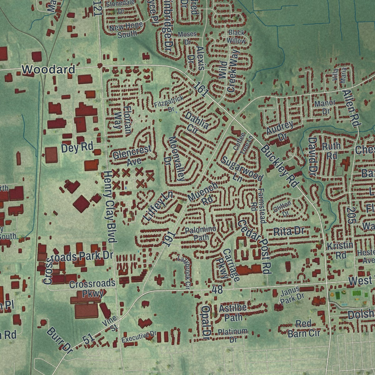 Close-up 1 of the Clay, New York map artwork
