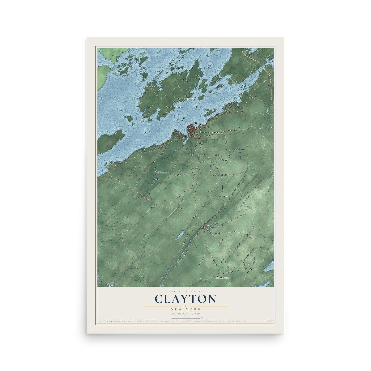 Clayton, New York map print, 12" x 18" Archival Matte Print mockup