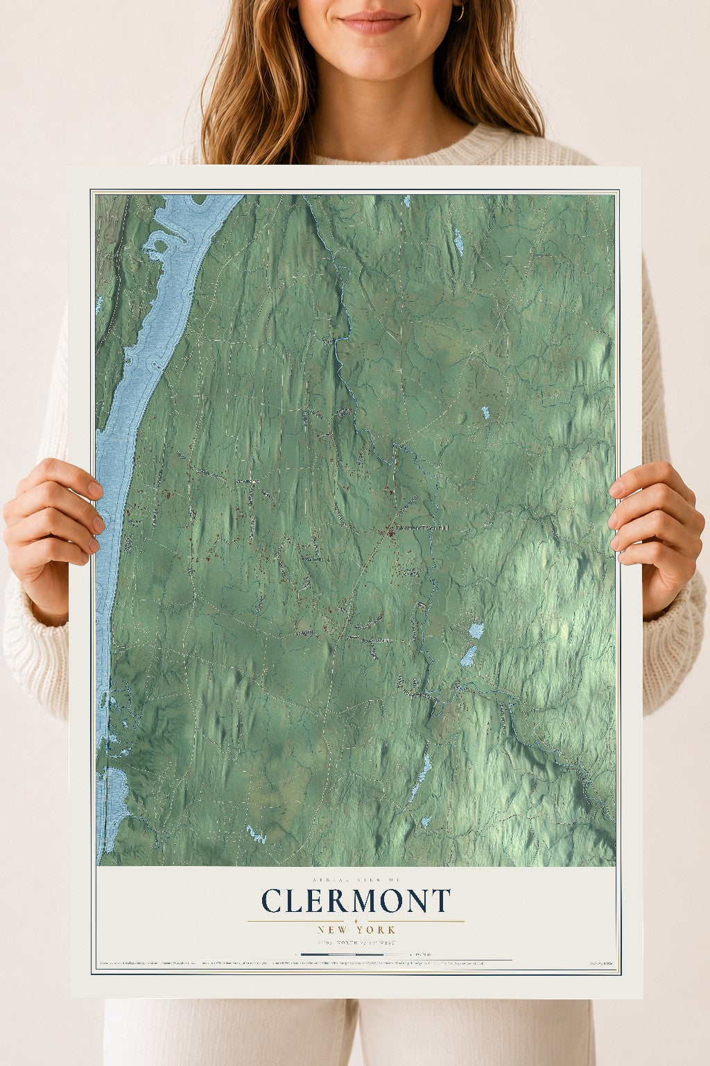 Clermont, New York map print, 18" x 24" Archival Matte Print mockup