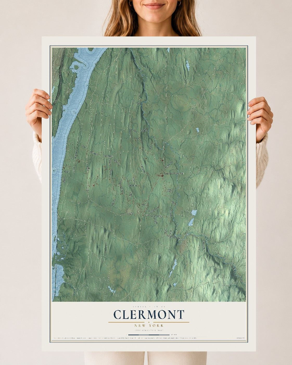 Clermont, New York map print, 24" x 36" Archival Matte Print mockup