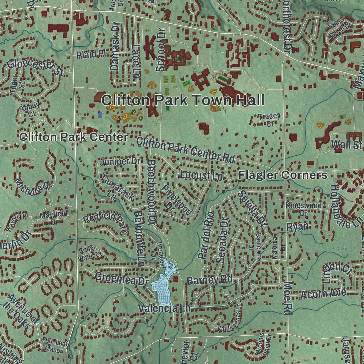 Close-up 1 of the Clifton Park, New York map artwork