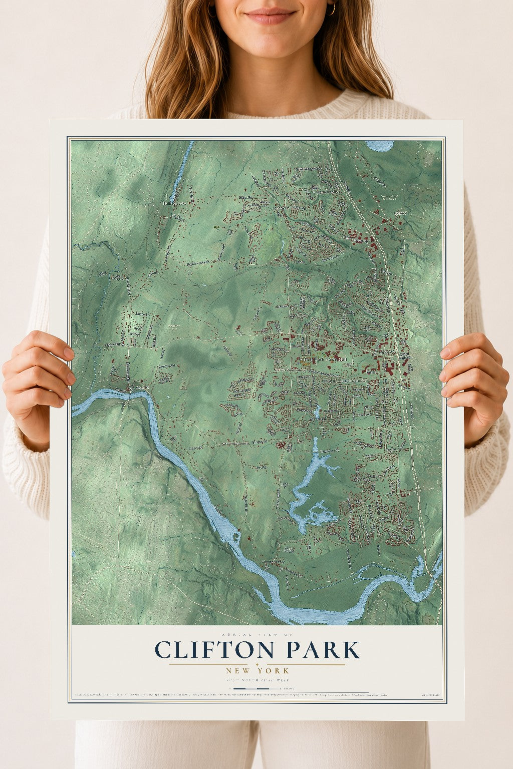 Clifton Park, New York map print, 18" x 24" Archival Matte Print mockup