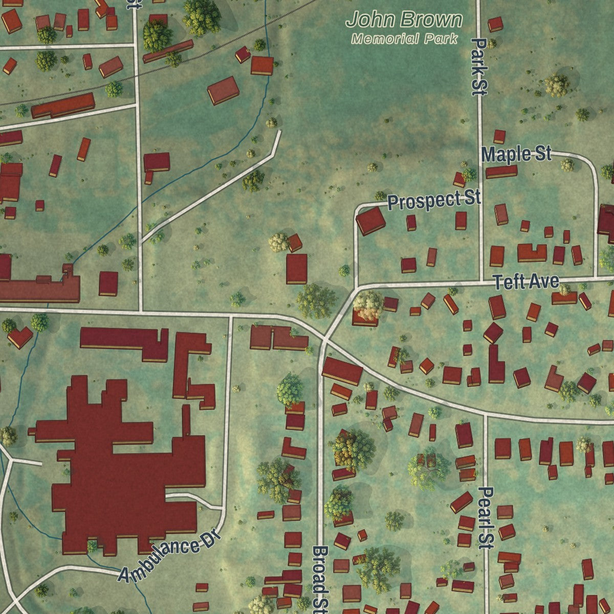 Close-up of the map of Clifton Springs, New York print showing street and building detail