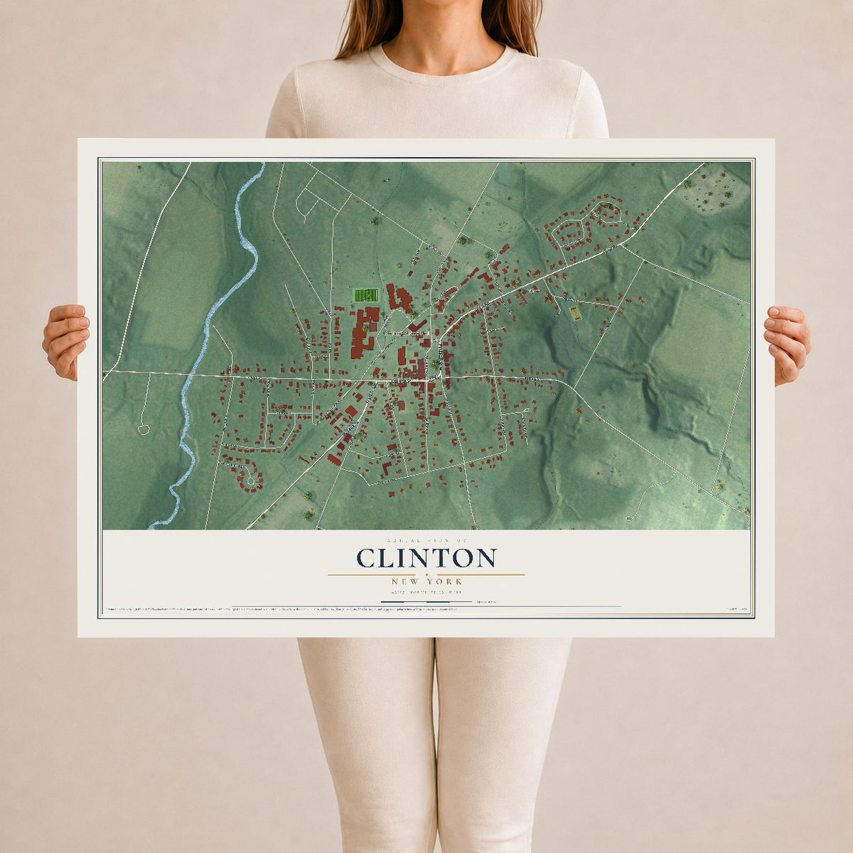 Clinton, New York map print, 24" x 36" Archival Matte Print mockup