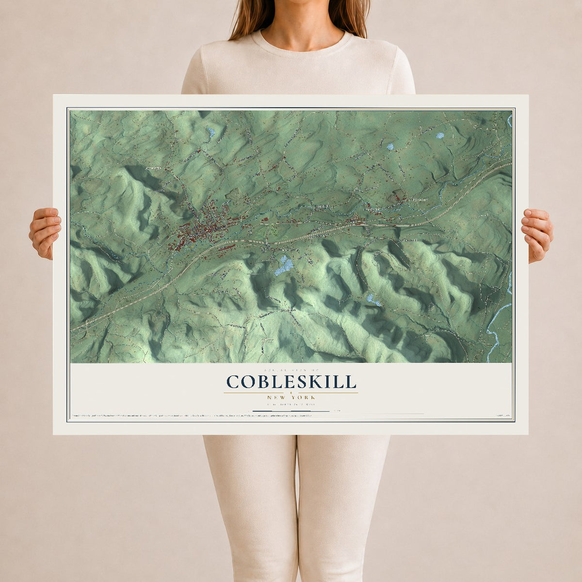 Cobleskill, New York map print, 24" x 36" Archival Matte Print mockup