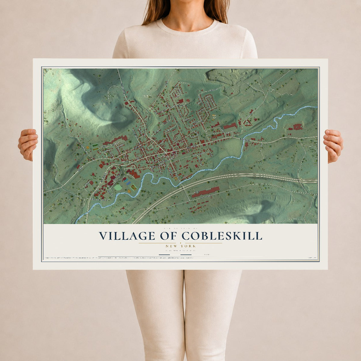 Cobleskill, New York map print, 24" x 36" Archival Matte Print mockup