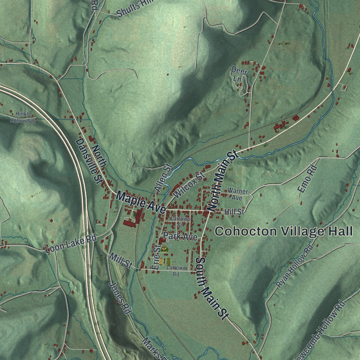 Close-up 1 of the Cohocton, New York map artwork