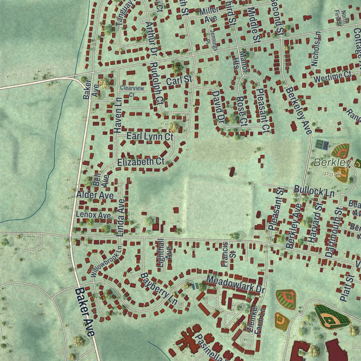 Close-up 2 of the Cohoes, New York map artwork