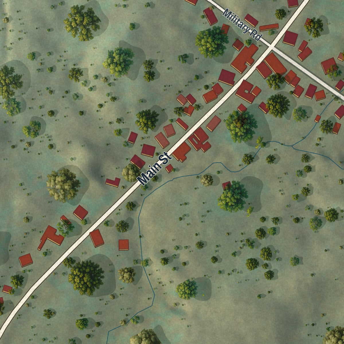 Close-up of the map of Cold Brook, New York print showing street and building detail