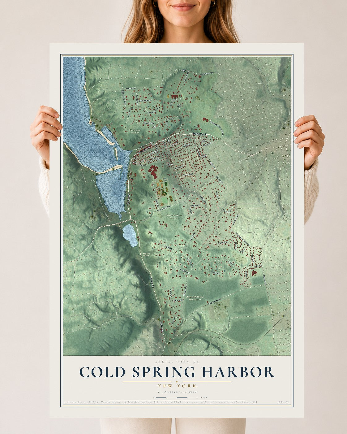 Cold Spring Harbor, New York map print, 24" x 36" Archival Matte Print mockup