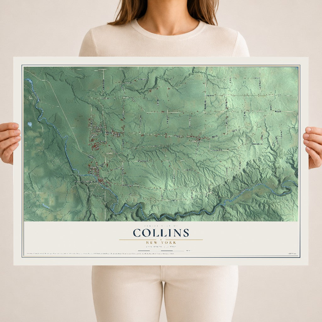 Collins, New York map print, 18" x 24" Archival Matte Print mockup