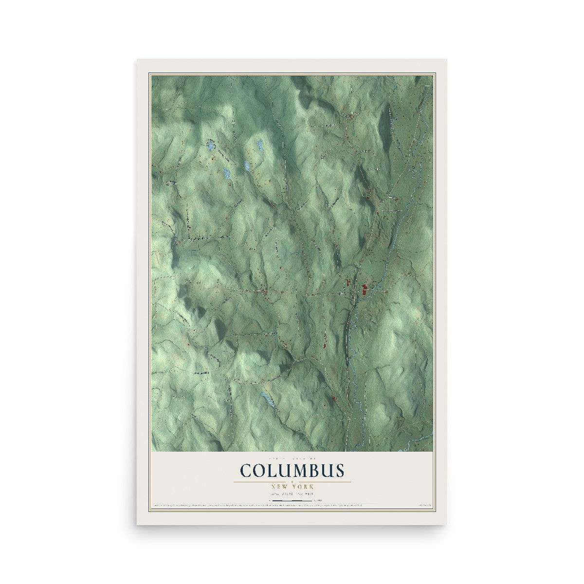 Columbus, New York map print, 12" x 18" Archival Matte Print mockup