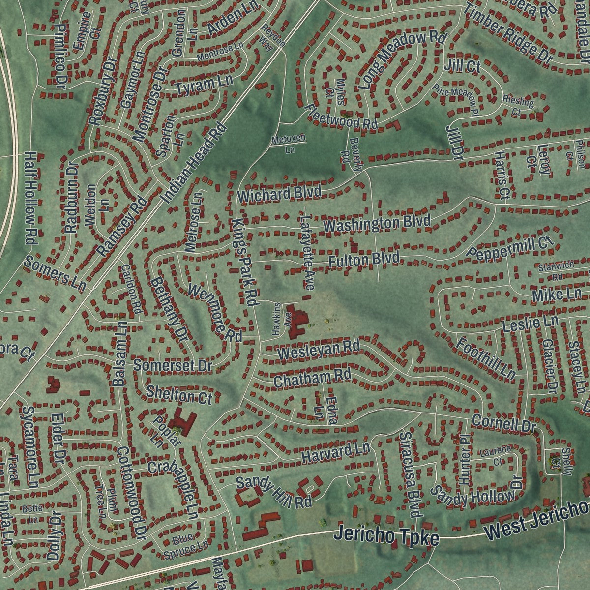 Close-up 2 of the Commack, New York map artwork