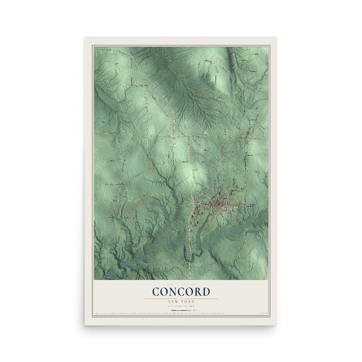 Concord, New York map print, 12" x 18" Archival Matte Print mockup