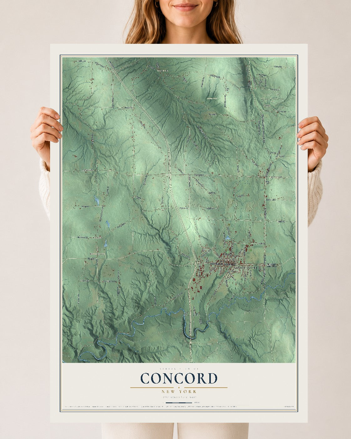 Concord, New York map print, 24" x 36" Archival Matte Print mockup