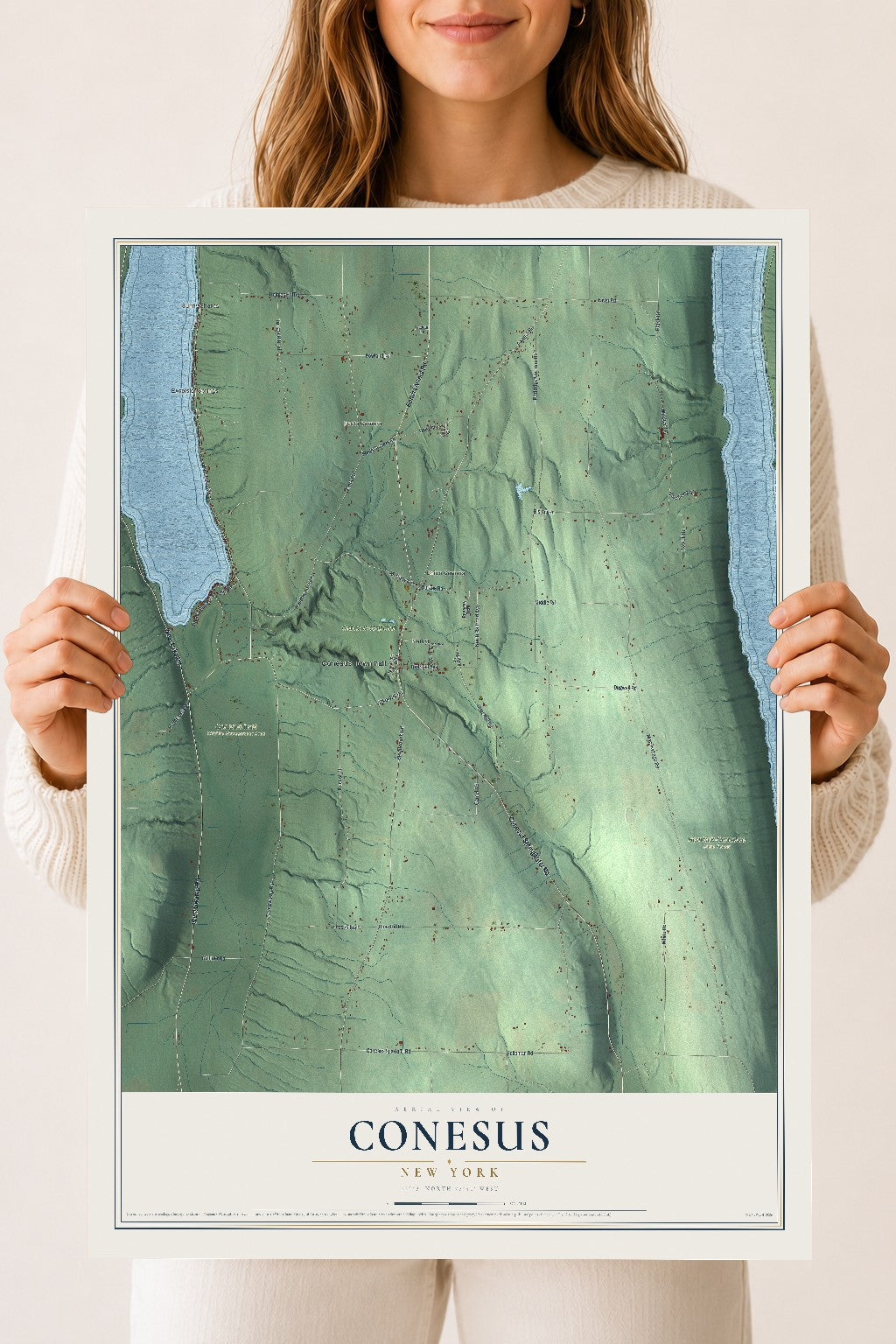 Conesus, New York map print, 18" x 24" Archival Matte Print mockup