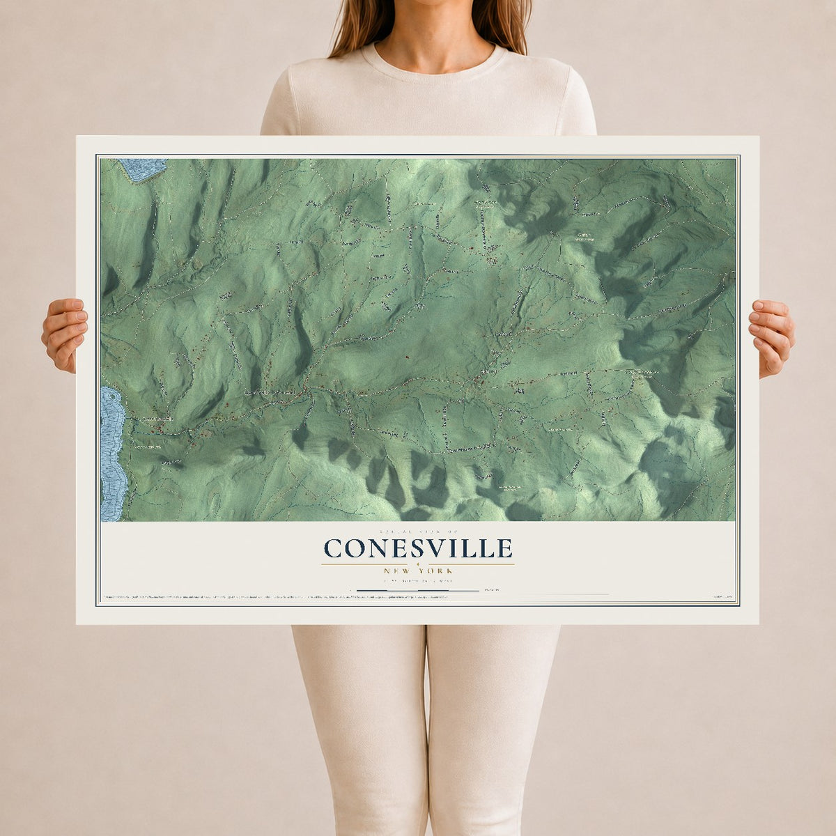Conesville, New York map print, 24" x 36" Archival Matte Print mockup