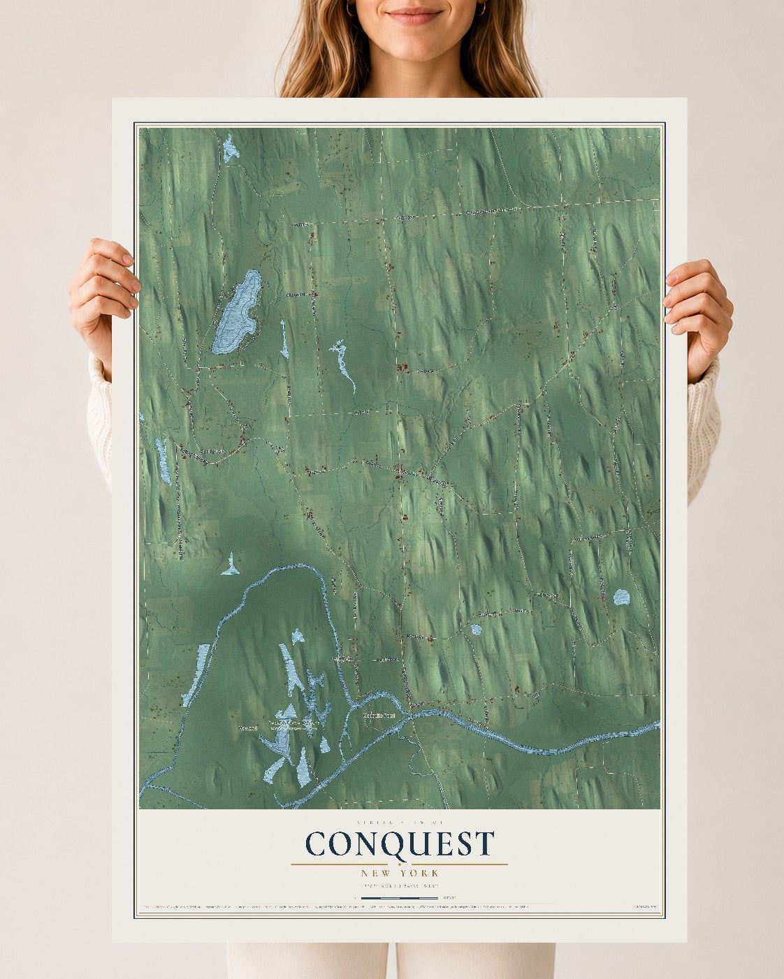 Conquest, New York map print, 24" x 36" Archival Matte Print mockup