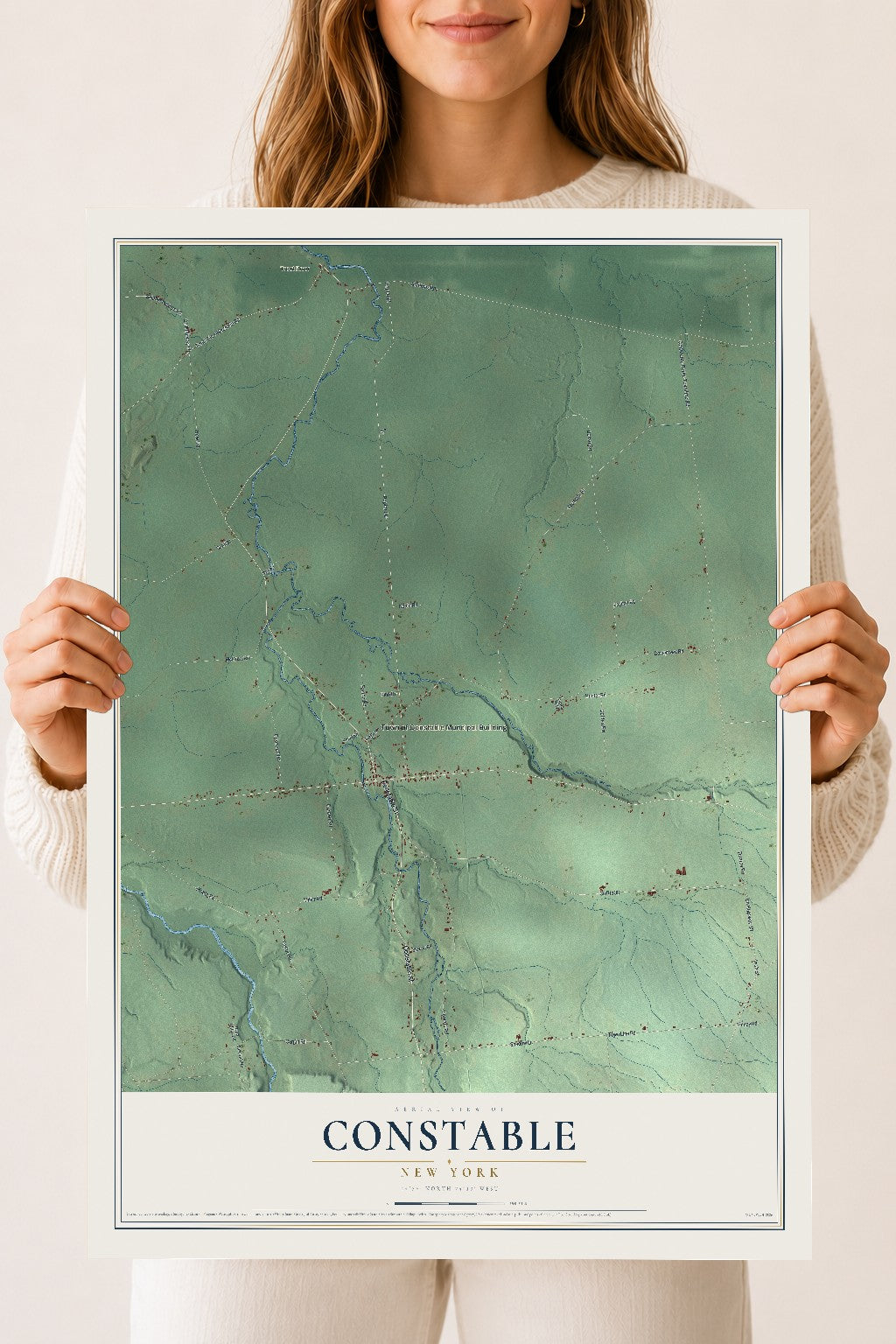 Constable, New York map print, 18" x 24" Archival Matte Print mockup