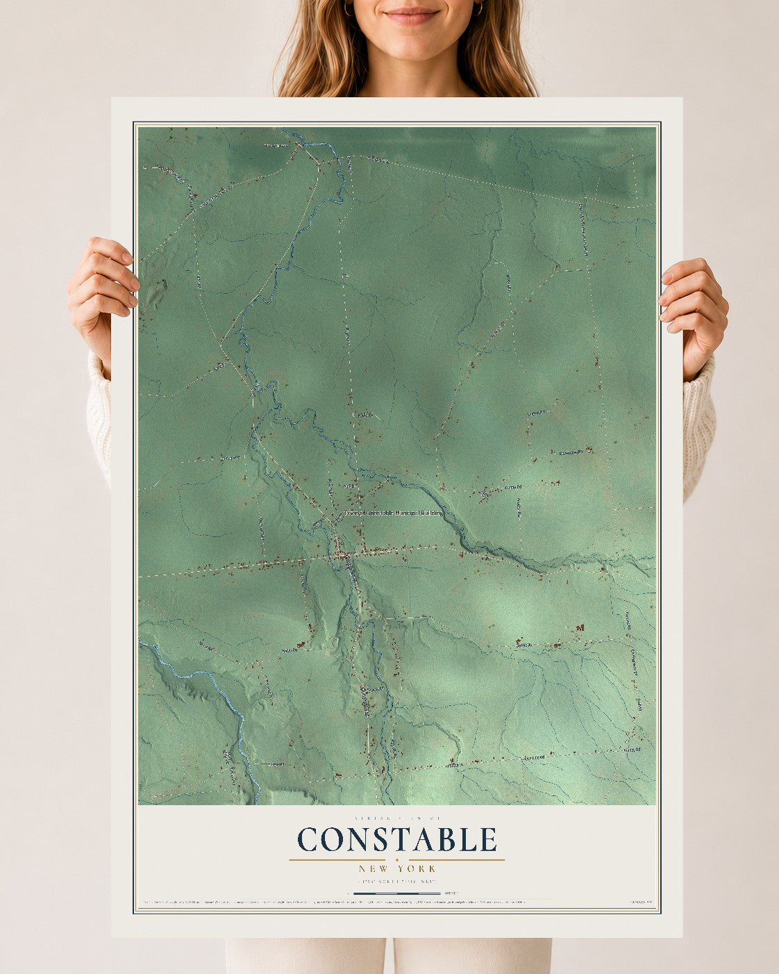 Constable, New York map print, 24" x 36" Archival Matte Print mockup