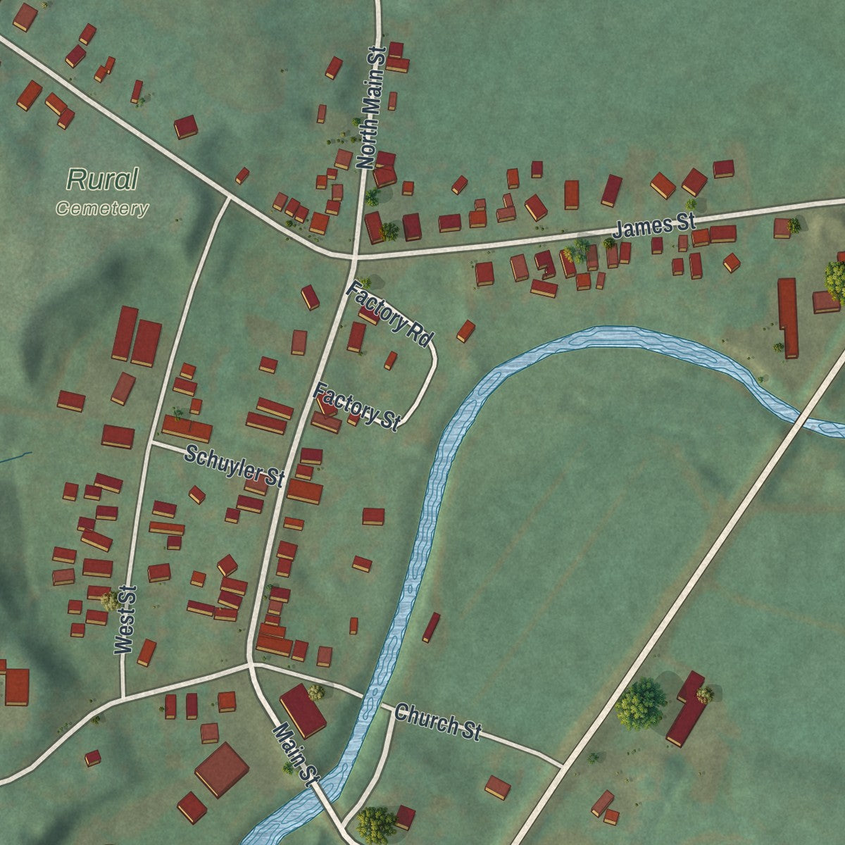 Close-up of the map of Constableville, New York print showing street and building detail