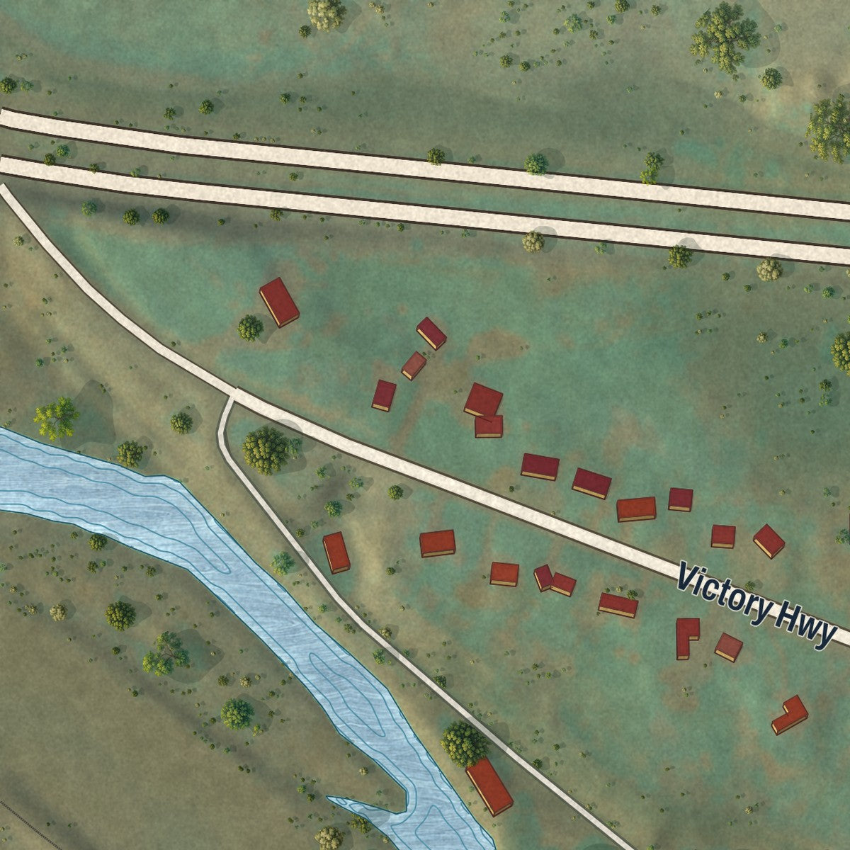 Close-up of the map of Coopers Plains, New York print showing street and building detail