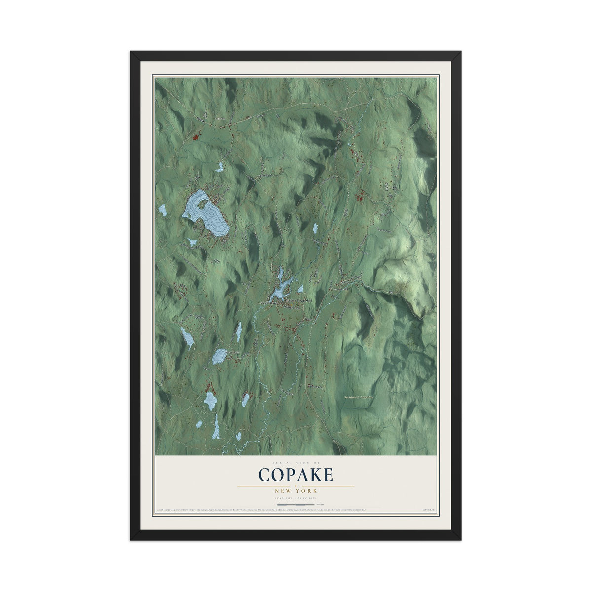 Copake, New York map print, 12" x 18" W/ Black Ayous Wood Frame mockup