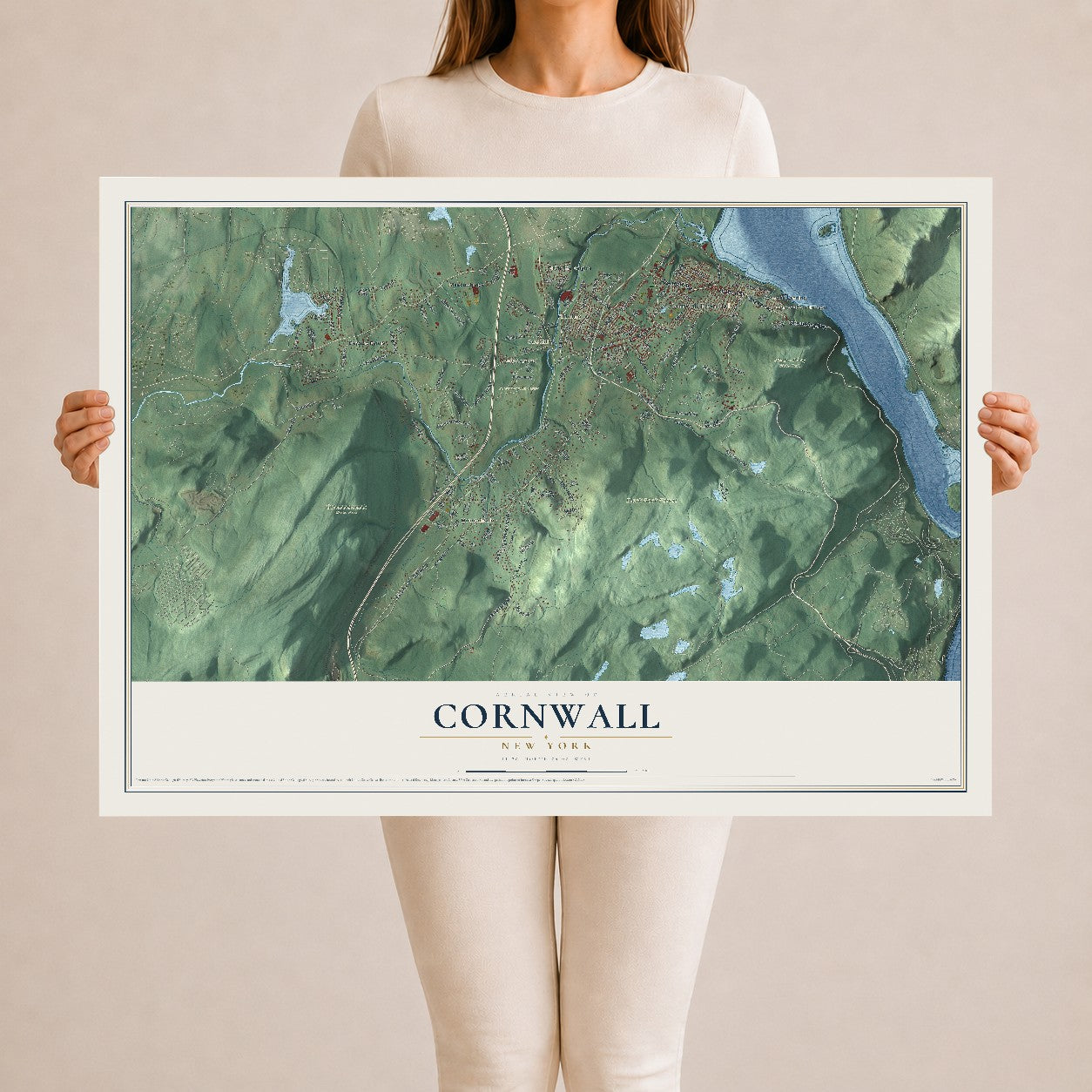 Cornwall, New York map print, 24" x 36" Archival Matte Print mockup