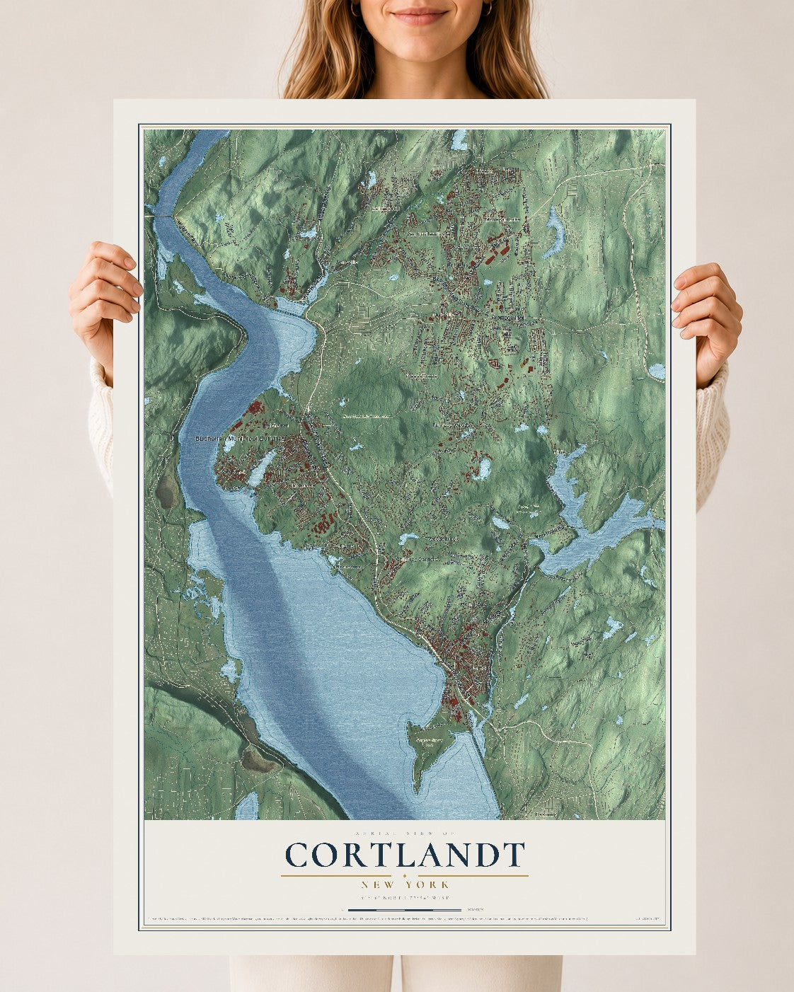 Cortlandt, New York map print, 24" x 36" Archival Matte Print mockup