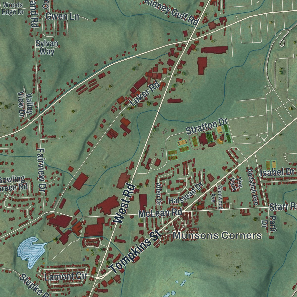 Close-up 1 of the Cortlandville, New York map artwork