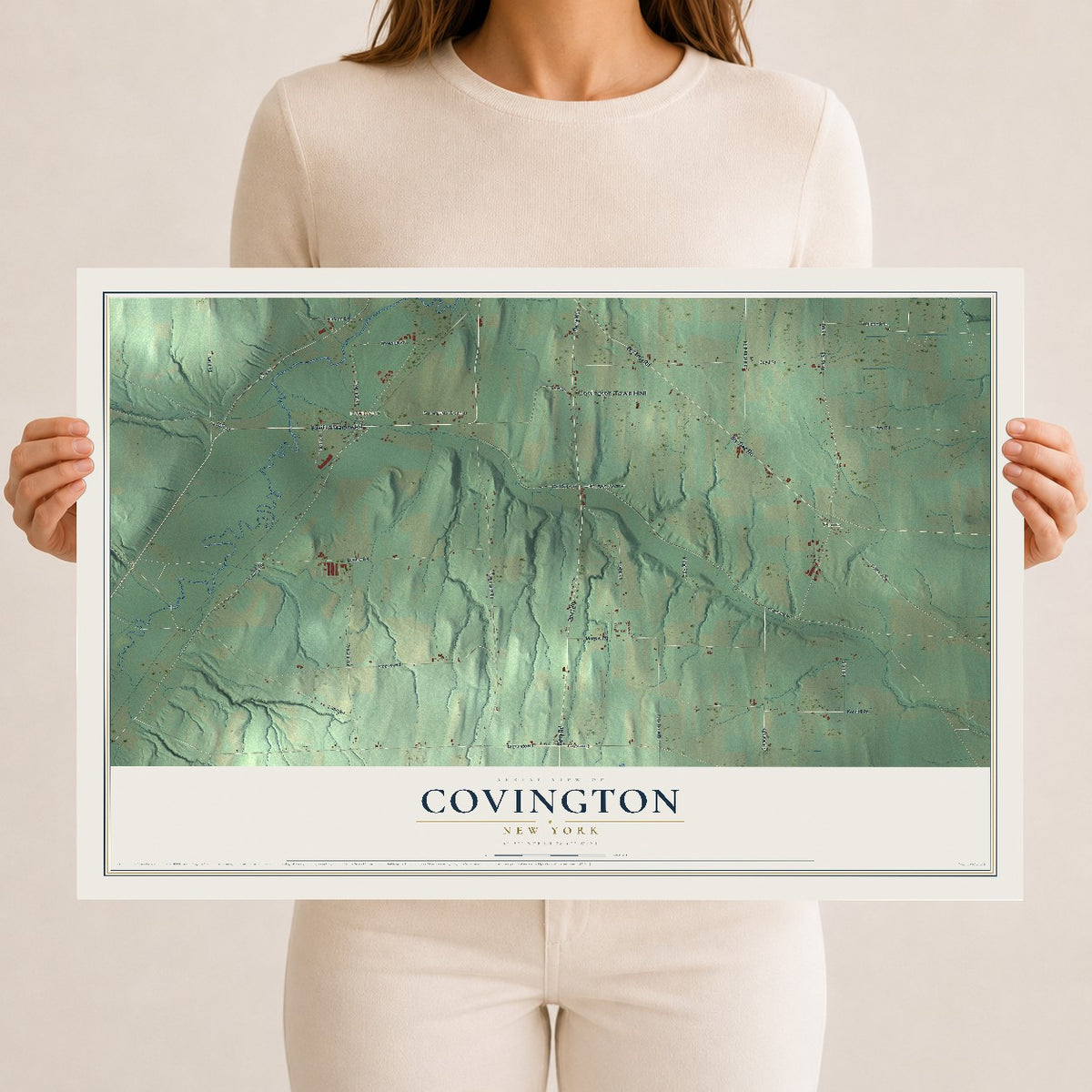 Covington, New York map print, 12" x 18" Archival Matte Print mockup