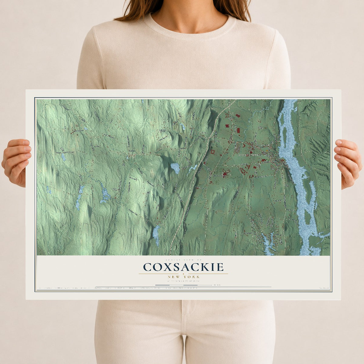 Coxsackie, New York map print, 12" x 18" Archival Matte Print mockup