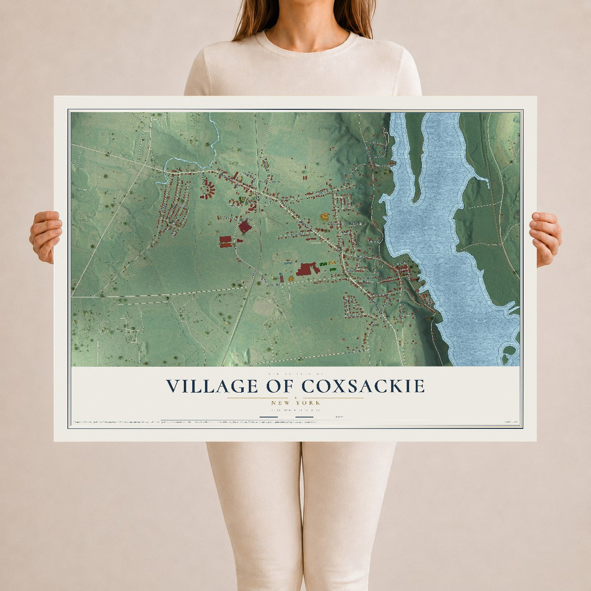 Coxsackie, New York map print, 24" x 36" Archival Matte Print mockup
